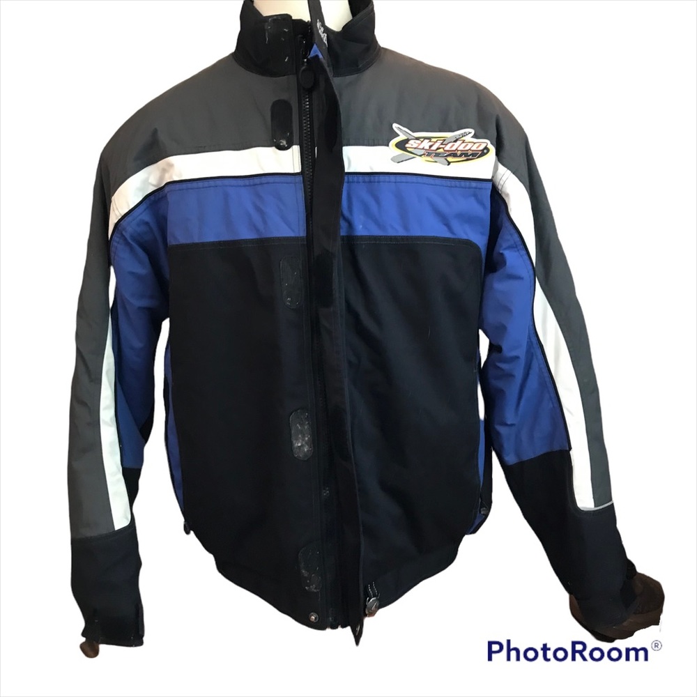 Vintage 90s Ski-doo Ski/Snowboard Jacket | Race Checkered Embroidered | Mens LT